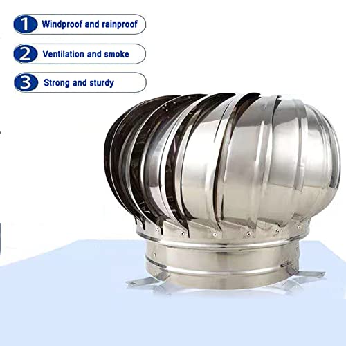 Stainless Steel Spinning Chimney Cowl Ventilator with Anti Downdraught Cap 400mm