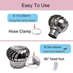 Ntilator Turbines, Stainless Steel Pipefit Roof Ntilating Fan Wind Turbines for All Weather, Rotating Chimney Cowl Cap Air Nt Attic Ntilator for Houses Factory Attic Farm，150mm