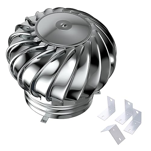Ntilator Turbines, Stainless Steel Pipefit Roof Ntilating Fan Wind Turbines for All Weather, Rotating Chimney Cowl Cap Air Nt Attic Ntilator for Houses Factory Attic Farm，150mm