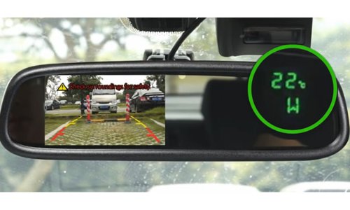 BOYO VTM43TC - Replacement Rear-View Mirror with 4.3" TFT-LCD Backup Camera Monitor and Temperature/Compass Display