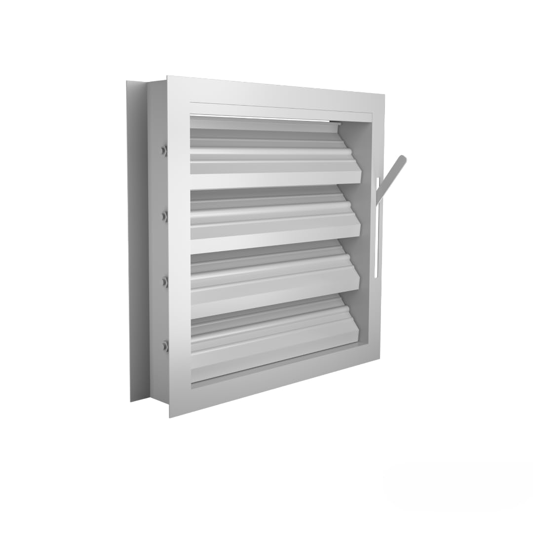 Louver with Deflective Adjustable Blades LA4A, Adjustable, 4" Deep U-Frame Vent with 3" Blade Spacing, HVAC Ventilation Louver, (Black Matte- Aluminum, 18" X 18") (Made to Order 2–4 Weeks)