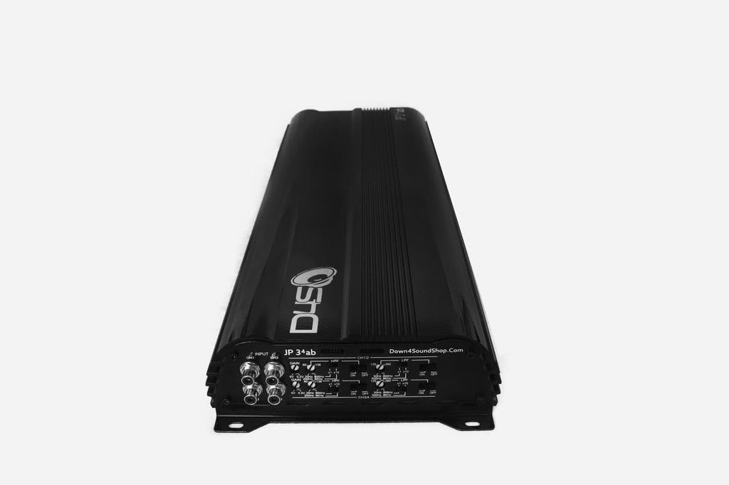 JP34 AB Black Gloss 4 Channel Car Audio Amplifier | 590W RMS Class AB Power Amp | Car Stereo Speaker Amplifier | High-Performance Automotive Sound