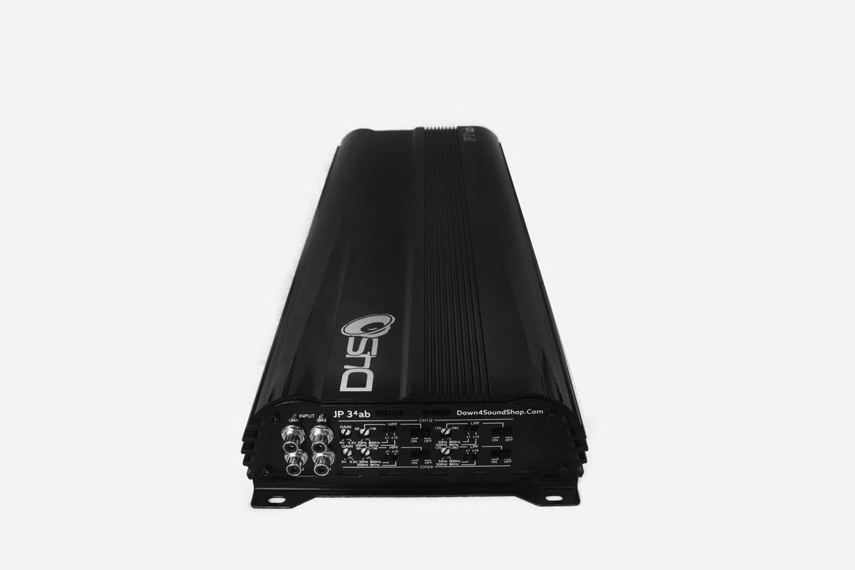 JP34 AB Black Gloss 4 Channel Car Audio Amplifier | 590W RMS Class AB Power Amp | Car Stereo Speaker Amplifier | High-Performance Automotive Sound