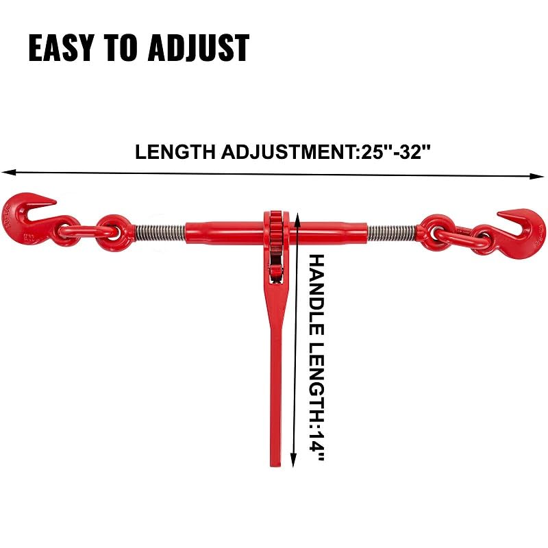 3/8""-1/2"" Ratchet Load Binder Chain and Binder Kit 10' Chains Hauling NEW, May Vary