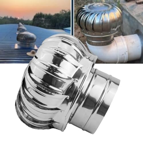 Roof Wind Turbine Cap Vent, Round Rotating Ventilator,Rainproof Exhaust Hood Chimney Flue Cowl, No Electricity Needed