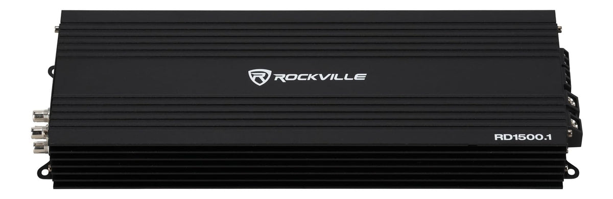 Rockville Mono 1-Ohm Car Amplifier, Class-D, Metal Bass Remote w/Clip Indicator, Low Pass & Subsonic Filters, Compact & High-Efficiency, Ideal for Subwoofers (Black, 1500w RMS)