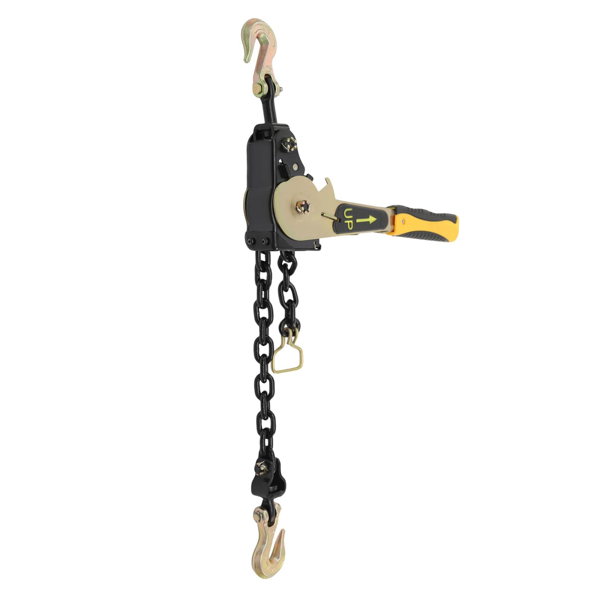 2 Pcs Ratcheting Chain Load Binder 3/8" -1/2" Chain Binder 6600LBS Load Capacity Heavy Duty Tie Down Ratchet Load Binder for Trailers Tractors Outdoor Facilities, Yellow (2 Pcs 6600LBS)