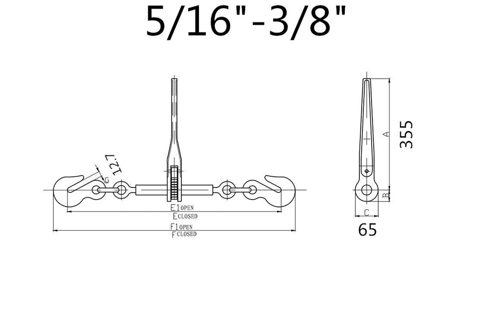 (Set of 4) 5/16“ – 3/8“ Chain Ratcheting Load Binder Boomer Tie Down Rigging 0900149-4