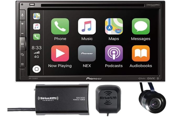 Pioneer AVH-2550NEX in Dash 6.8" DVD Receiver with SiriusXM SXV300V1 Satellite Radio Tuner and Antenna and a Backup Camera and a Sound of Tri-State Lanyard Bundle
