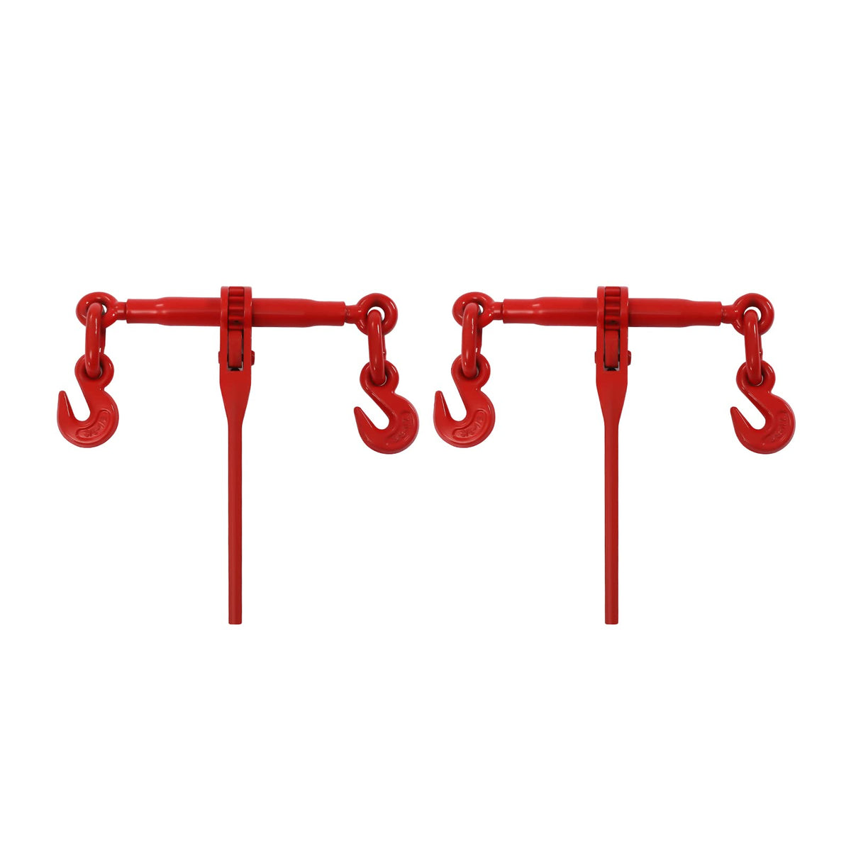 Grade 70 Chain 10,800 Lbs Transport Hauling Load Package - 5/16"-3/8" - Includes Ratchet Load Binder and 5/16"×20 FT Chains - Extended Galvanized Chains - 4 Pack - Red