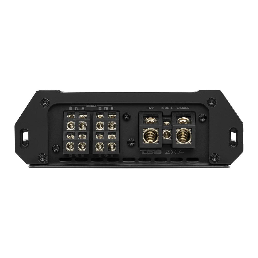 DS18 ZXI.4 Car Audio Amplifier - Class D, Full Range, 4 Channel, 1480 Watts Max, Adjustable Crossover – Compact Size for Easy Installation on Many Applications (Renewed)