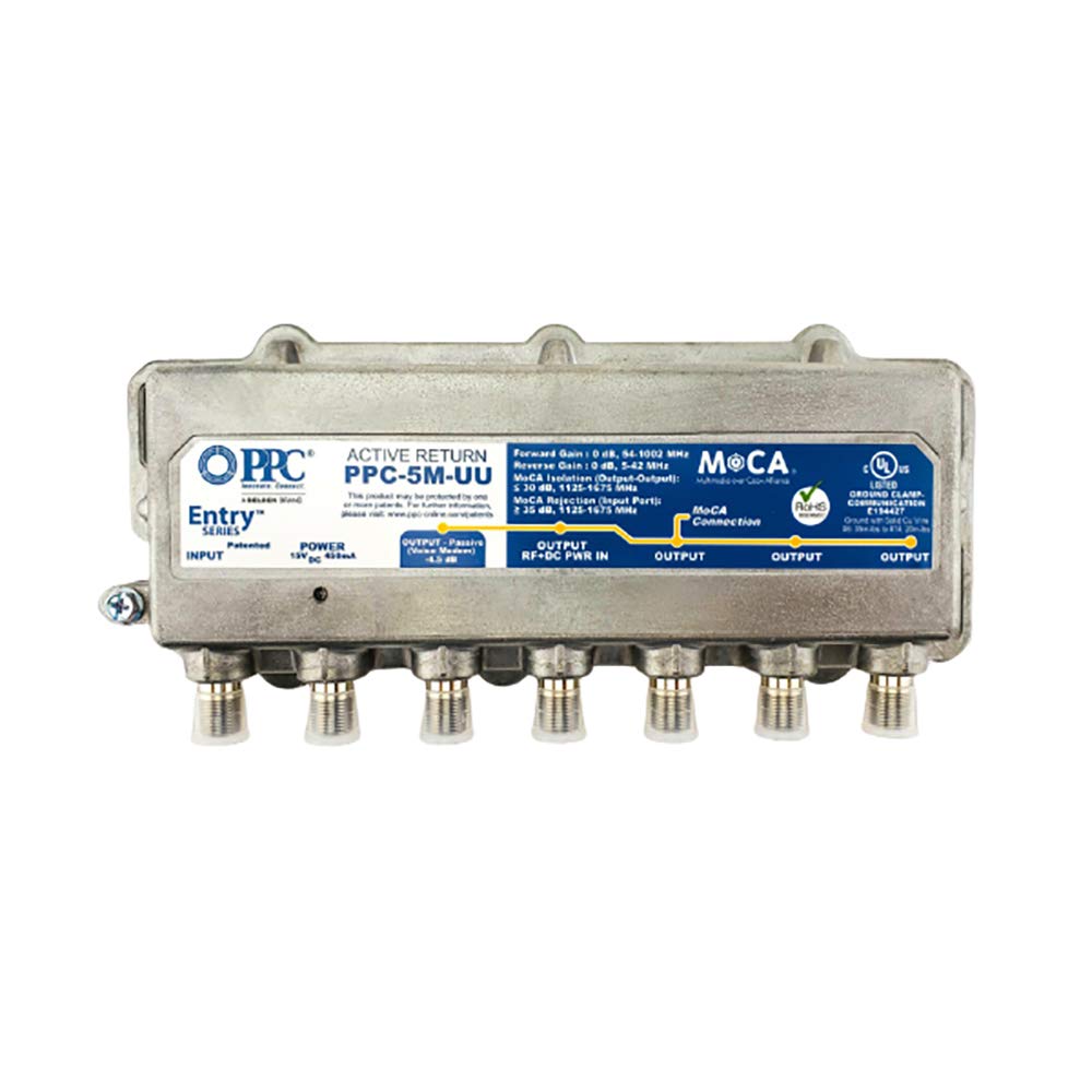 PPC Entry Series Active Return 5-Port MoCA Amplifier Model PPC-5M-U/U