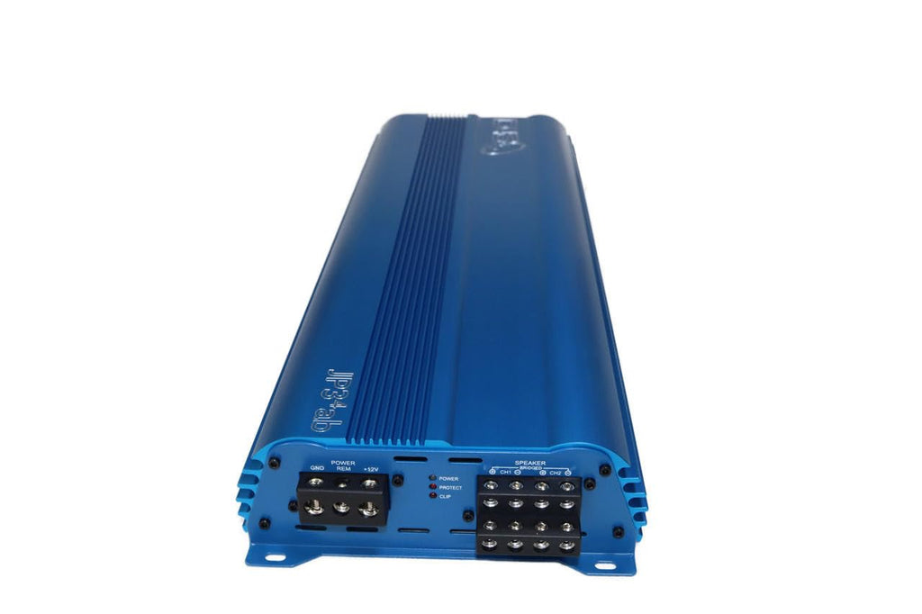 JP34 AB Blue 4 Channel Car Audio Amplifier | 590W RMS Class AB Power Amp | Car Stereo Speaker Amplifier | High-Performance Automotive Sound
