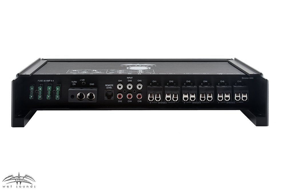 Wet Sounds Sinister SDX6 6-Channel Amp - 6x185W @ 4 Ohms, 6x290W @ 2 Ohms, 3x585W Bridged (Certified Refurbished)