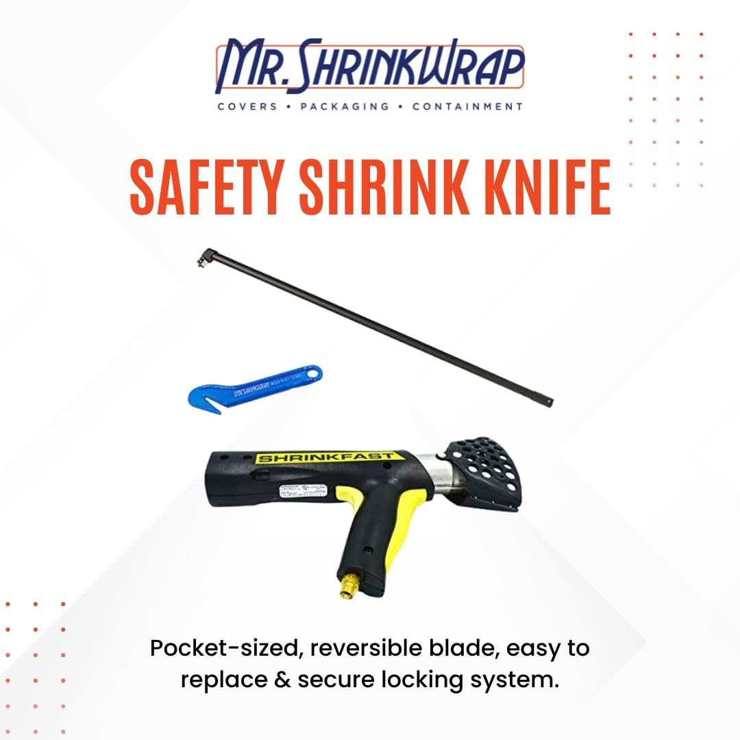 Bundle - Shrinkfast 998 Propane Heat Gun, 200000 BTU, Ready to Use with 25' Hose, Regulator, Wrench, Hard Case, 6' Angled Extension, and Shrink Film Knife Made in the USA