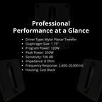 Ciare PTS440 250W High Output Mylar Planar Tweeter Cast Black 8-Ohm