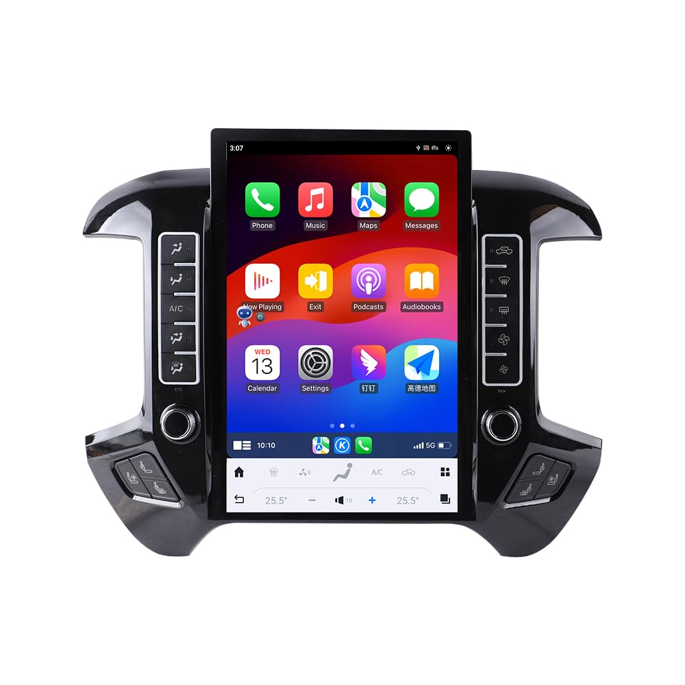 14.4 Inch Tesla Screen Android 13 Car Stereo for Chevrolet Silverado GMC Sierra 2014-2018 Car GPS Navigation Multimedia Player AutoRadio Tape Unit (Black 4-64GB, OEM Screen 4.2-8 inch)