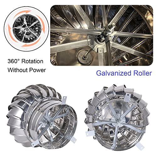 Ntilator Turbines, Stainless Steel Pipefit Roof Ntilating Fan Wind Turbines for All Weather, Rotating Chimney Cowl Cap Air Nt Attic Ntilator for Houses Factory Attic Farm，150mm