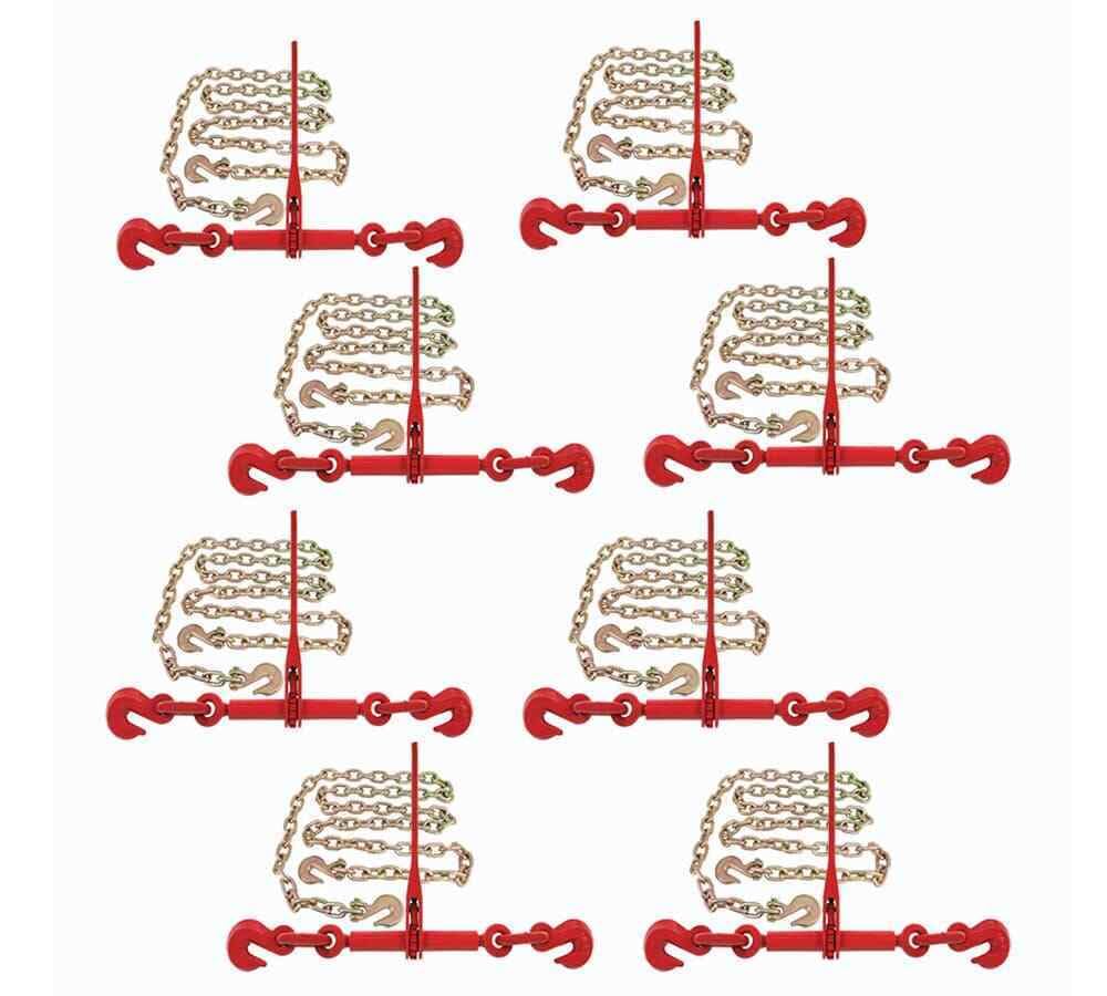 TM USWWAGOODS Replacement for/Fits G70 Chain & Binder Kit - (8) 1/2' - 5/8' Ratchet Load Binder, (8) 1/2' x 16' C...