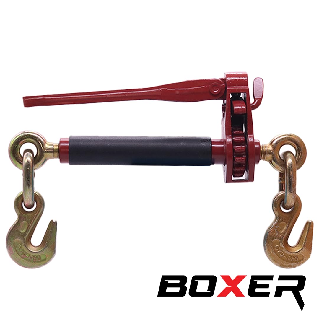 BoxerTool 4 Pack 5/16" - 3/8" Heavy Duty Folding Handle Ratchet Load Binder w/Grab Hook 7,100 lbs WLL - Transport Chain Binder