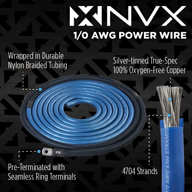NVX True 1/0 Gauge AWG 100% OFC Dual Amplifier Wiring Kit Without RCA Cable - XAPK1D