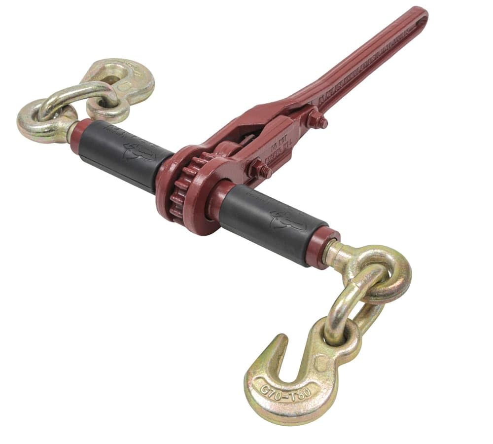 Mytee Products 4 Pack Chain Binder Ratchet Style 5/16-3/8" Gold Chromate Hooks 7,100# WLL w/Easy Grips on Barrel