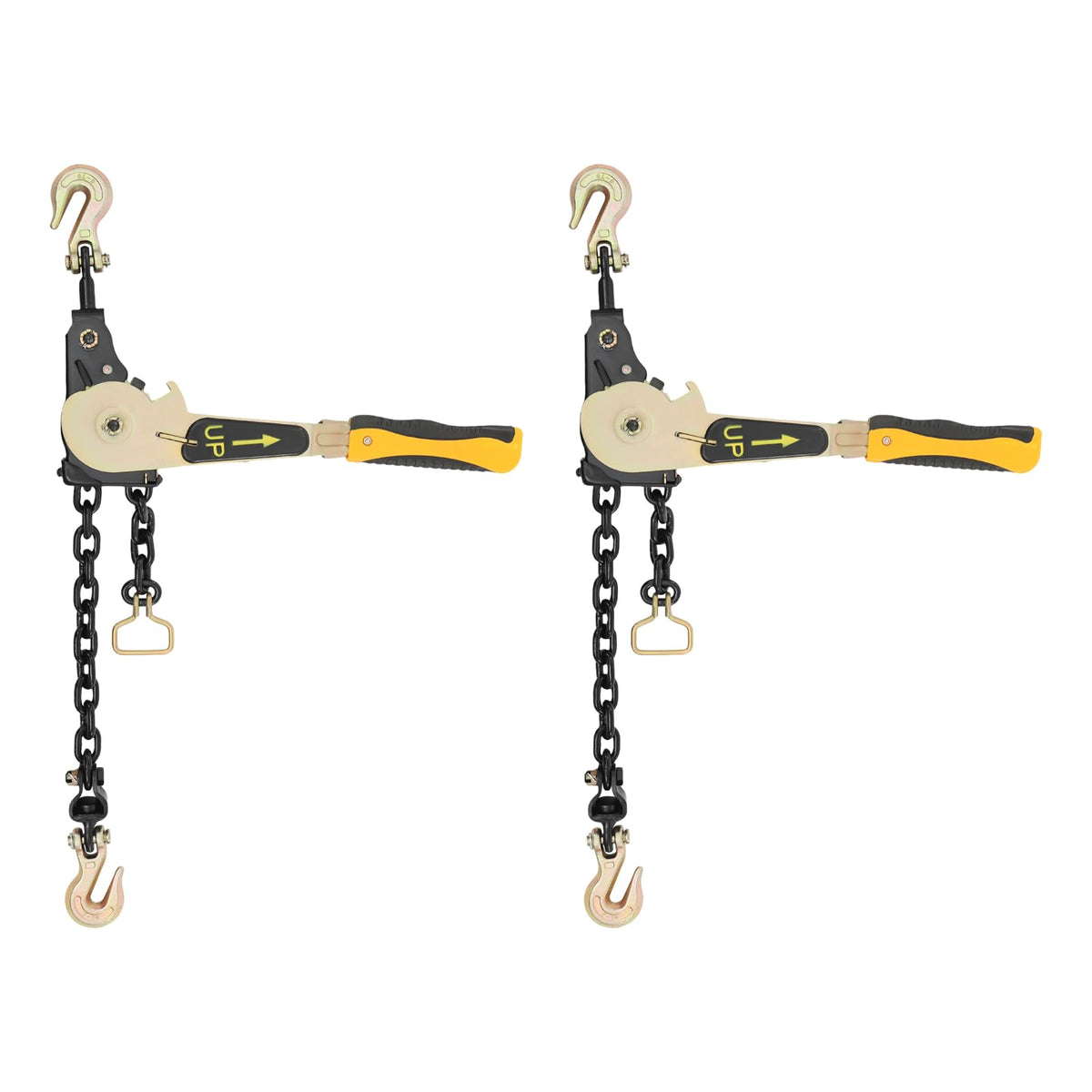 Ratcheting Chain Binder Kit, Easy Ratchet Chain Binder with Grab Working Load Tie Down Hooks Heavy Duty Tie Down Ratchet Load Binder for Trucks & Flatbed Trailers (5/16" - 3/8", 2 Pack)
