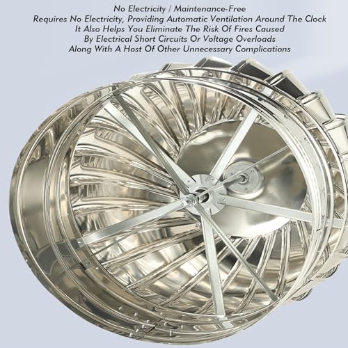 Wind Turbine Horizontal Generator Kits Charge Batteries Vertical Axis Controller Generation，Stainless Steel Turbine Roof Ventilator Unpowered Attic Fan for Maintaining Indoor Air Circulatio