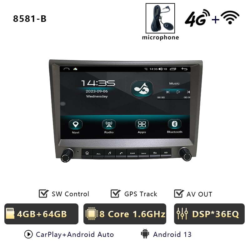 8581B 8core 4g+64g CHSTEK Car Radio for Porsche Cayman 911 987 Boxster 997 2005-2013 Multimedia Navigation Wireless Carplay Bluetooth GPS 4G WiFi Auto Android Player Media Replace Audio Stereo Screen