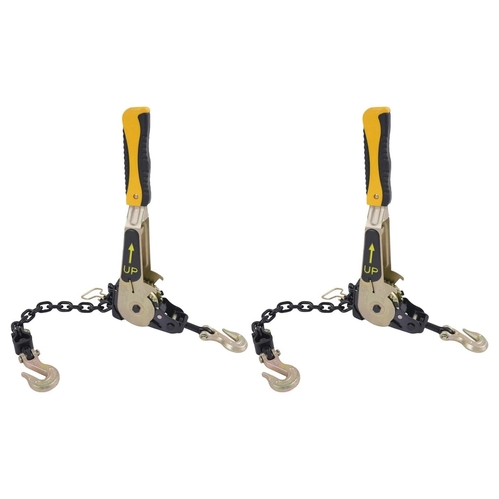 2 Pack Lever Load Chain Binder, 3/8" - 1/2" Ratcheting Chain and Binder with Grade 70 Hook & 6600 lbs Working Load Limit for Flatbed Truck Trailer