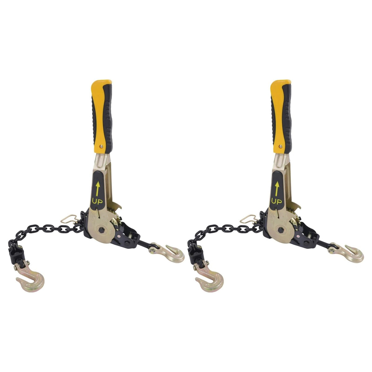 2 Pack Lever Load Chain Binder, 3/8" - 1/2" Ratcheting Chain and Binder with Grade 70 Hook & 6600 lbs Working Load Limit for Flatbed Truck Trailer