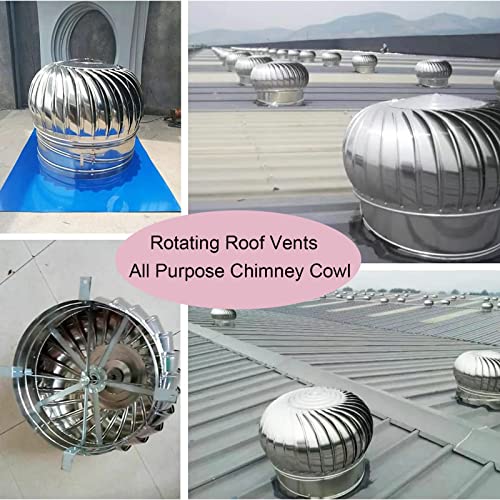 Ntilator Turbines, Stainless Steel Pipefit Roof Ntilating Fan Wind Turbines for All Weather, Rotating Chimney Cowl Cap Air Nt Attic Ntilator for Houses Factory Attic Farm，150mm