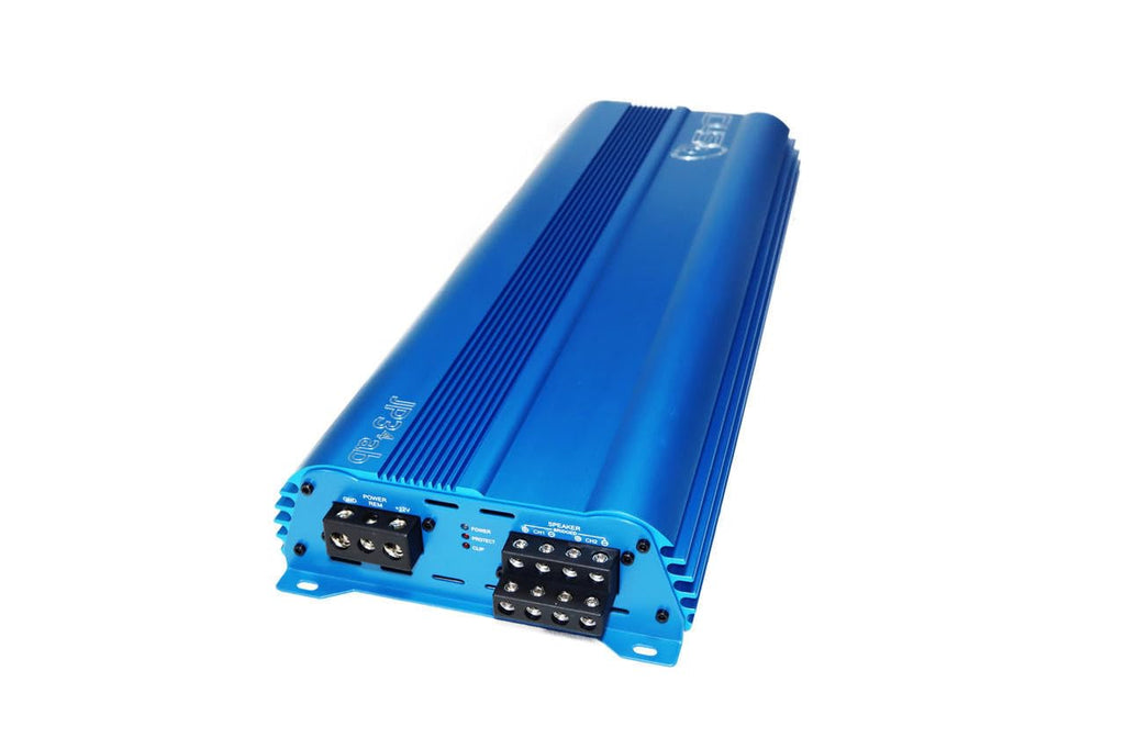 JP34 AB Blue 4 Channel Car Audio Amplifier | 590W RMS Class AB Power Amp | Car Stereo Speaker Amplifier | High-Performance Automotive Sound
