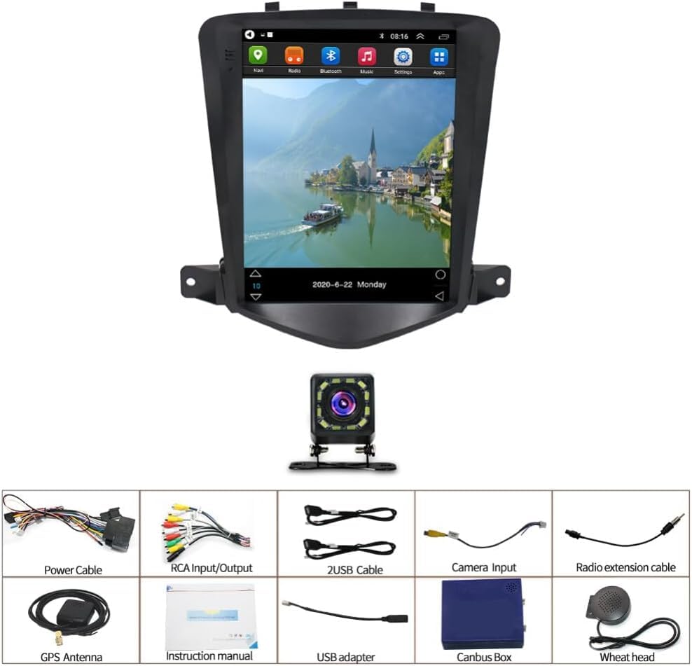 9.7inch Android 15 Car Stereo for Chevrolet Chevy Cruze 2009-2016 Touch Screen Car Radio with Wireless Carplay/Android Auto GPS/WiFi/Bluetooth/SWC/Backup Camera/FM【2+64G】