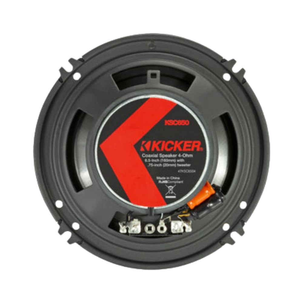KICKER KS-Series 51KSC4604 4x6 Coaxial Speakers and 51KSC6504 6.5" Coaxial Speakers - High Power Handling, Polypropylene Woofer, Tough Rubber Surrounds