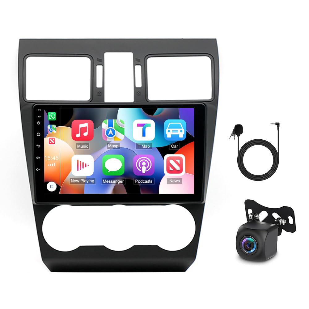2+64G Android 14 Double Din Car Stereo Upgrade for Subaru Forester WRX Impreza 2013-2015 Car Radio w/Wireless Carplay Android Auto 9” Touch Screen GPS Navi Head Unit Bluetooth WiFi FM/RDS/SWC