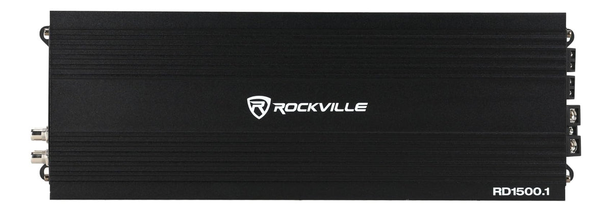 Rockville Mono 1-Ohm Car Amplifier, Class-D, Metal Bass Remote w/Clip Indicator, Low Pass & Subsonic Filters, Compact & High-Efficiency, Ideal for Subwoofers (Black, 1500w RMS)