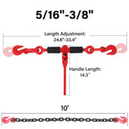 Grade 80 Chain and Binder Set w/ G80 Chain Hooks - 5,400 lbs WLL