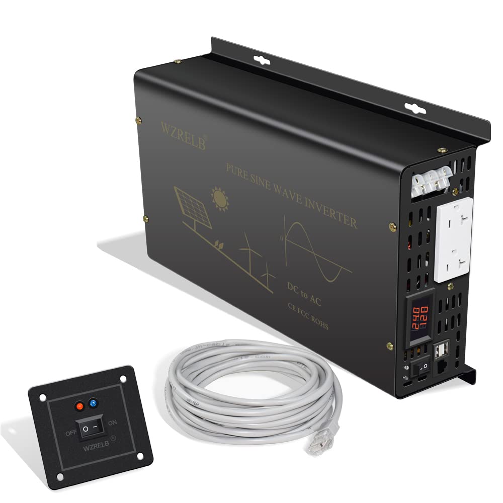 WZRELB Strong Driving Capacity 2500W 24VDC to 120VAC Pure Sine Wave Inverter Power Converter (RBP250024B1), Black
