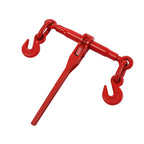 Grade 70 Chain 10,800 Lbs Transport Hauling Load Package - 5/16"-3/8" - Includes Ratchet Load Binder and 5/16"×20 FT Chains - Extended Galvanized Chains - 4 Pack - Red