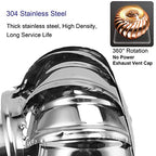 Ntilator Turbines, Stainless Steel Pipefit Roof Ntilating Fan Wind Turbines for All Weather, Rotating Chimney Cowl Cap Air Nt Attic Ntilator for Houses Factory Attic Farm，150mm
