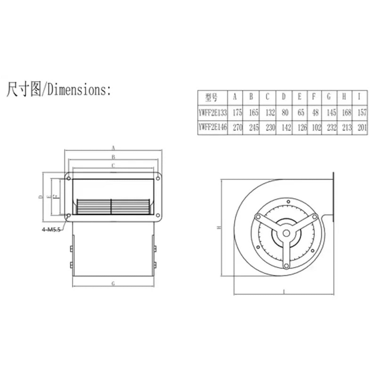 220V Multi-Blade Impeller Dual-Inlet Centrifugal Fan