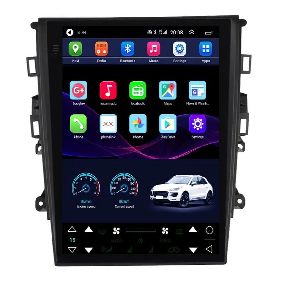 Omnitek Car Radio for Ford Mondeo Fusion MK5 Tesla Style Touch Screen Multimedia Player GPS Navigation Head Unit 2Din Carplay SYNC 1 DSP
