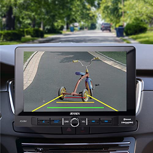 JENSEN J1CA10FL 10.1-inch Certified Wireless Apple Carplay Android Auto Car Stereo & BUCAM100J Backup Camera Bundle