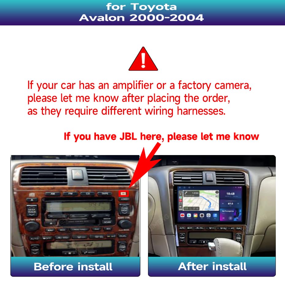 Android 14 Car Radio Stereo for 2000-2004 Toyota Avalon - 9.03" IPS Touch Screen, Upgrade Dash Kit with CarPlay & Android Auto, GPS Navigation SWC Support Bluetooth 5 WiFi 4/5G
