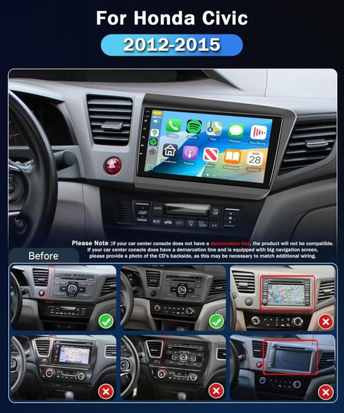 4+128GB Android 15 Car Stereo for Honda Civic 2012 2013 2014 2015