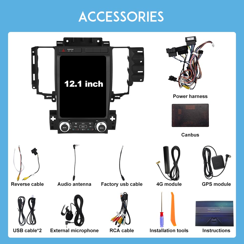 Car Radio Stereo for Ford Taurus 2012-2014, 12.1 Inch Touch Screen 64G ROM