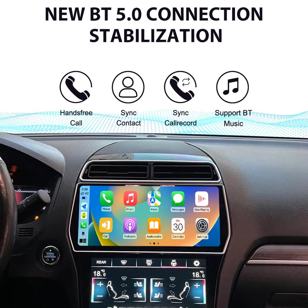 Android 13 CarPlay Car Stereo for Ford Explorer 2011-2019, 12.3" Dual Touch Screen GPS Navigation Head Unit 4GB RAM 64GB ROM Radio