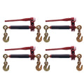 BoxerTool 4 Pack 5/16" - 3/8" Heavy Duty Folding Handle Ratchet Load Binder w/Grab Hook 7,100 lbs WLL - Transport Chain Binder