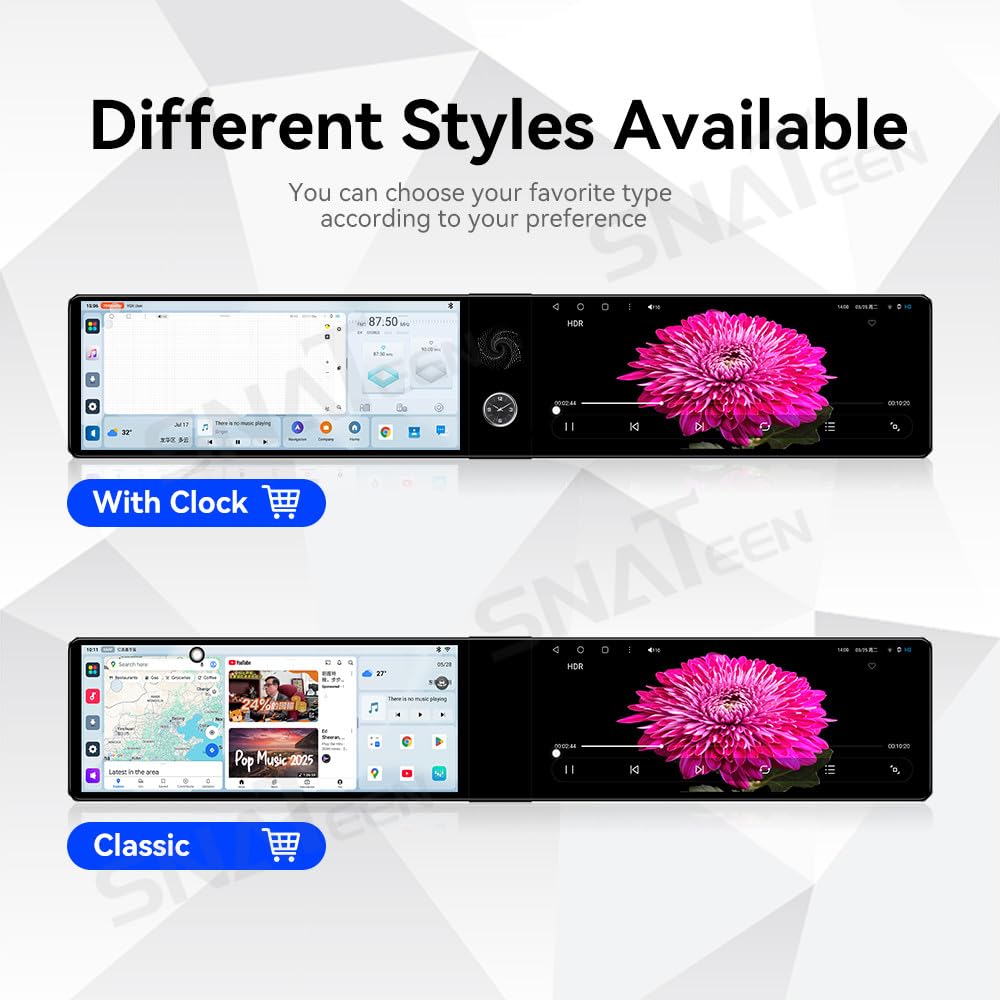 12.3 inch Dual Screen for Ford Mustang Radio Upgrade 2015-2023,Android Stereo Replacement,Touch Screen,Qualccomm 8core CPU,Carplay and Android Auto,Keep SWC and Factory Camera (8+128GB)